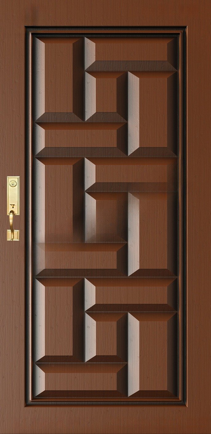 Doors - SKY-87 Geometric Interlocking Panel 3D Relief Carving Design